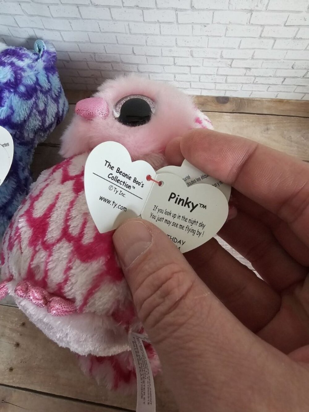 TY Beanie Boos Oscar & Pinky Owl Plush Lot 2 Big Eye Stuffed Animals Tags - Picture 7 of 7